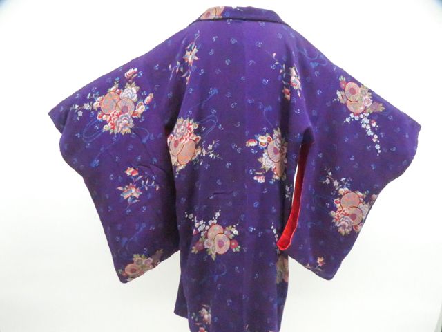 【京松】羽織 アンティーク ちりめん しつけ付 羽織紐別売 正絹 着物 美品 身丈約96cm 裄丈約63.5cm kyo8z05-907