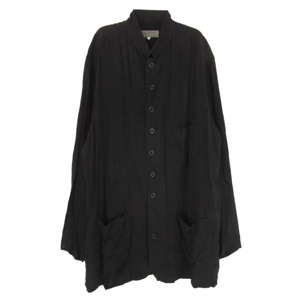 Yohji Yamamoto POUR HOMME ヨウジヤマモトプールオム HN-B44-222 スタンドカラー ロングスリーブ 長袖 ロング シャツ ブラック系 2【中古】