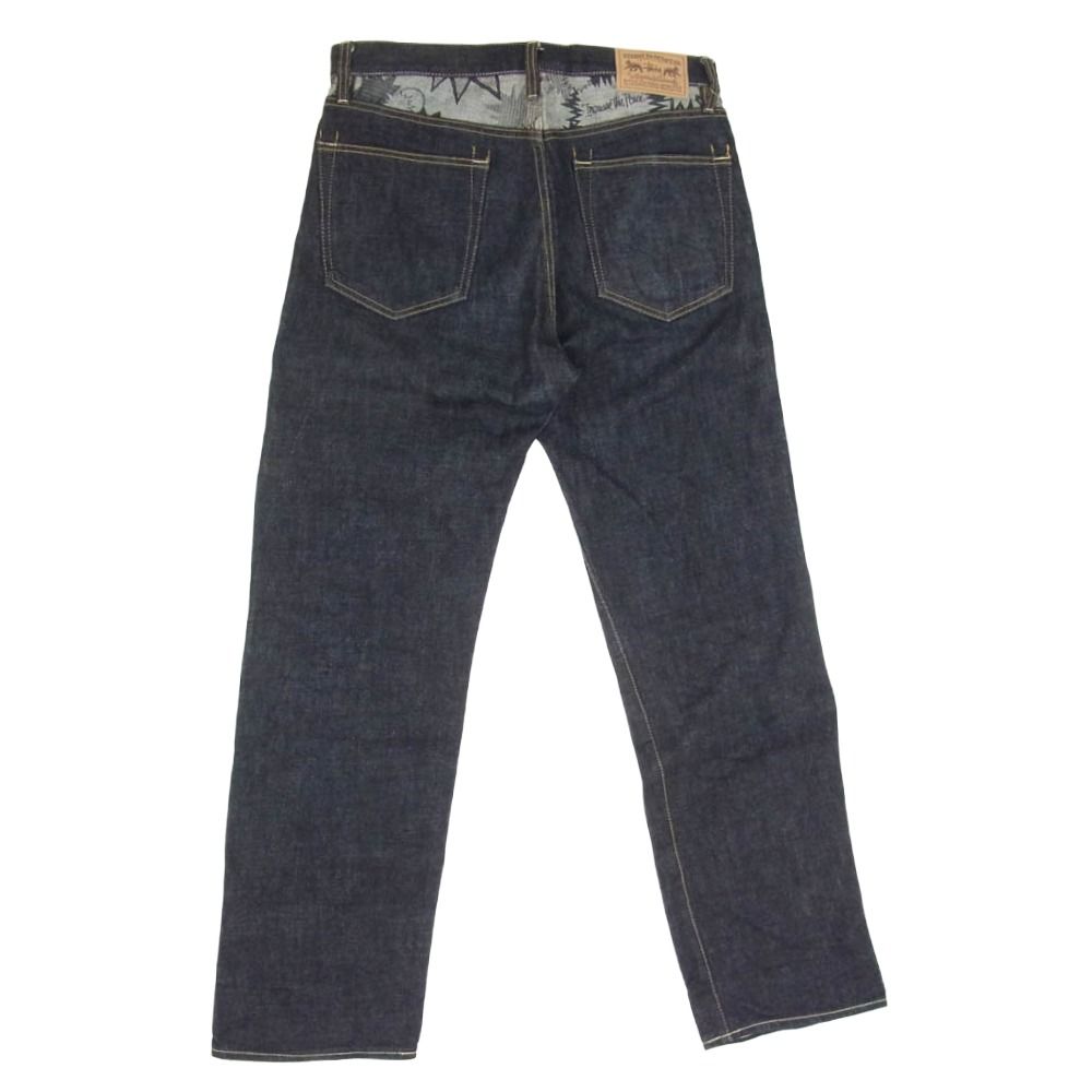 STUSSY ステューシー 金タグ rough and rugged denim プリント切替 デニム パンツ インディゴブルー系 30【中古】