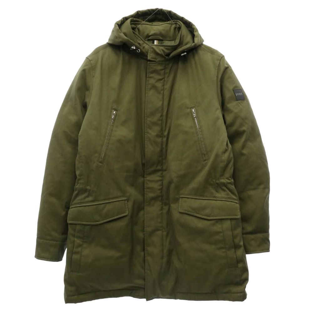 HUGO BOSS ヒューゴボス 10220362 Deaco2 袖ロゴパッチ 中綿 フード ジャケット コート カーキ系 52【中古】