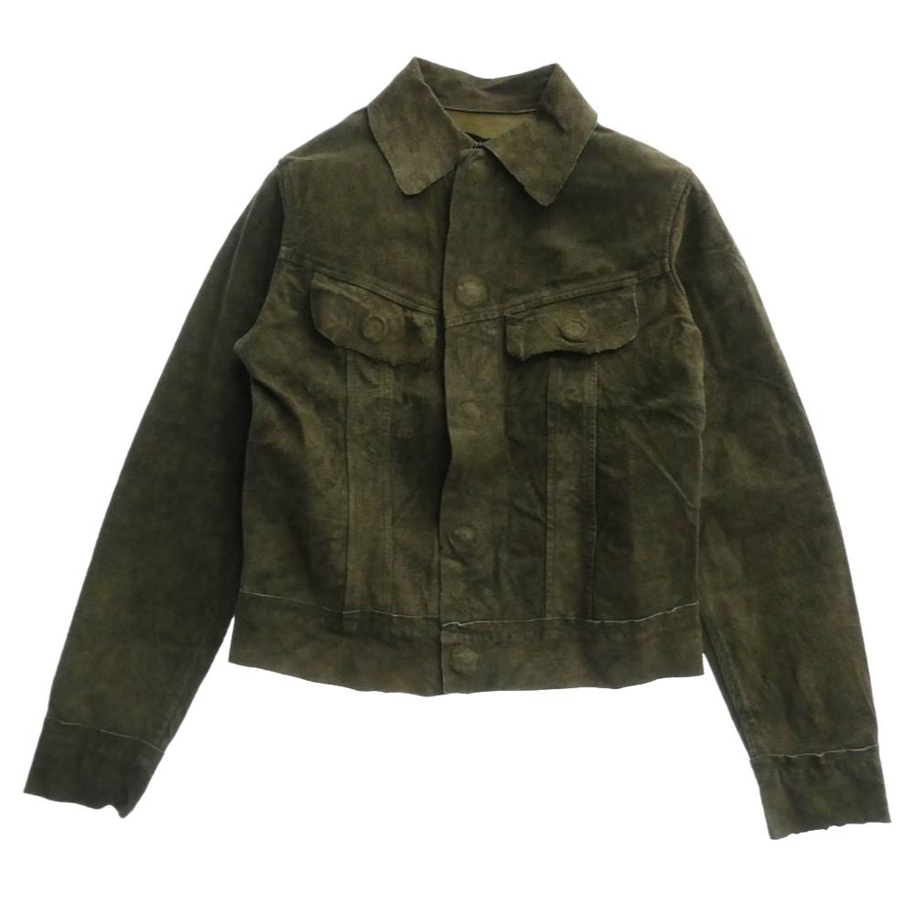tricot COMME des GARCONS トリココムデギャルソン TN-J005 AD2004 スエードレザー トラッカー ジャケット カーキ系 M【中古】