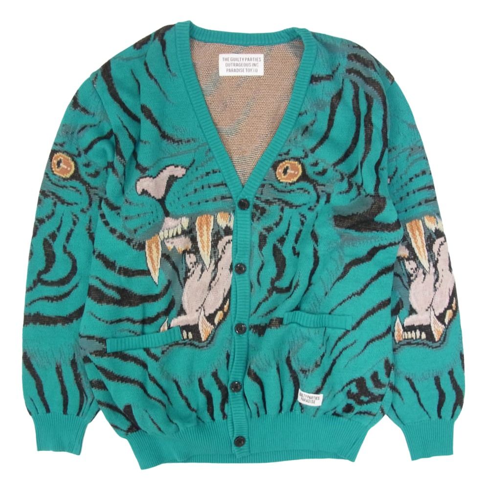 WACKO MARIA ワコマリア × TIM LEHI ティムリーハイ KNIT JACQUARD CARDIGAN ニット ジャカード 」カーディガン ブルー系 M【中古】