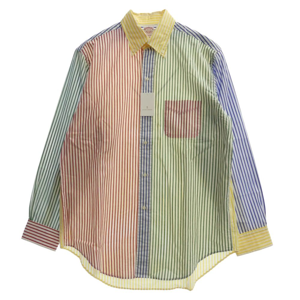 UNITED ARROWS ユナイテッドアローズ x Brooks Brothers ブルックスブラザーズ 別注 ストライプ パッチワーク デザイン 長袖 シャツ マルチカラー系 15 1/2【極上美品】【中古】
