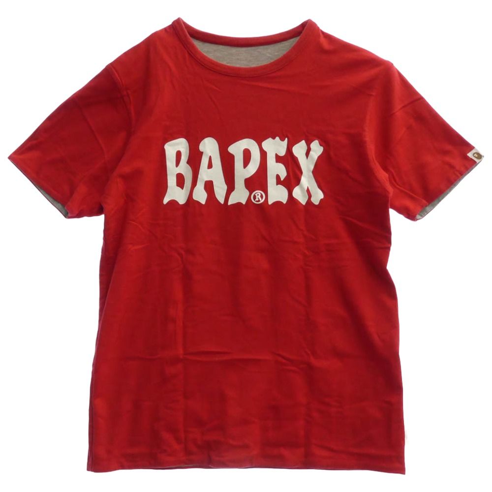 A BATHING APE アベイシングエイプ BAPE EXCLUSIVE エクスクルーシブ ダブルフェイス 半袖 Tシャツ レッド系 M【中古】
