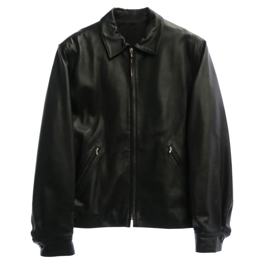 agnes b. アニエスベー homme オム ririジップ レザー ドリズラー ジャケット ブルゾン ブラック系 1【中古】