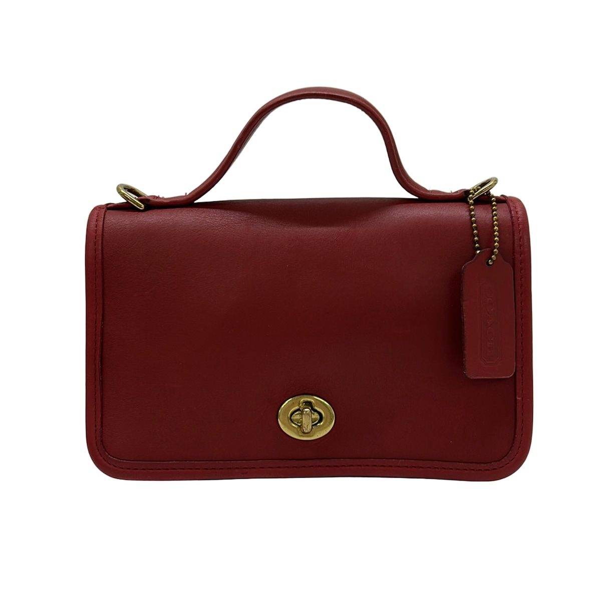 COACH(コーチ) ハンドバッグ - 9924 レッド ターンロック式/2WAY レザー