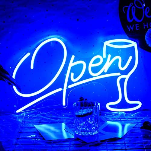 OPEN看板 LED 青オープンビールネオンサイン、部屋の装飾、レストラン、喫茶店、居酒屋、バー（42cm?25?） 国内発送 bd5fc6a4