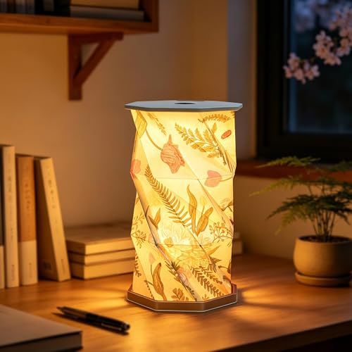 ボタニカル テーブルランプ 折りたたみ式 コードレス LED 間接照明 おしゃれ 寝室 ベッドサイド インテリア 新生活 雑貨 和風デザイン 3段階高さ調節 タッチ無段階調光 USB充電式 防水 デュポン紙 アウトドア キャンプ プレゼント c773f285