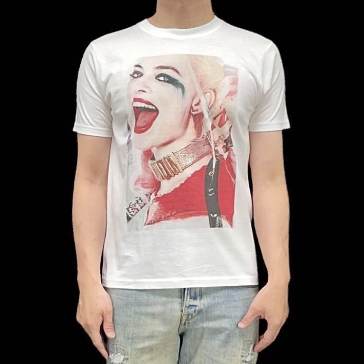 オリジナル Tシャツ ビッグ プリント ハーレイクイン DC スーサイドスクワッド Tシャツ S M L XL タイト ジャスト 大きい ビッグ オーバーサイズ メンズ レディース ユニセックス ピンククリーム
