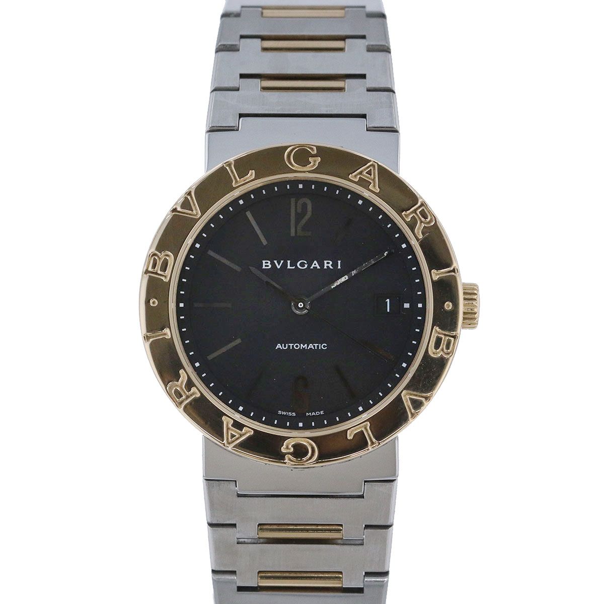BVLGARI ブルガリ ブルガリブルガリ 自動巻き ブラック文字盤 18K/SS 38mm 腕時計 BB38SG メンズ ステンレススチール イエローゴールド シルバー ゴールド 中古