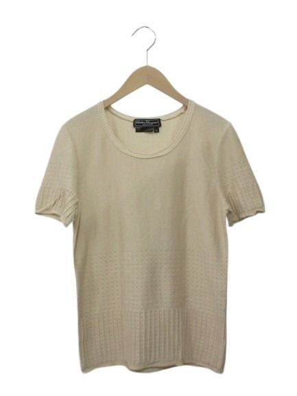 フェラガモ　シルクニット サルヴァトーレフェラガモ Salvatore Ferragamo ニット 半袖 M 透かし