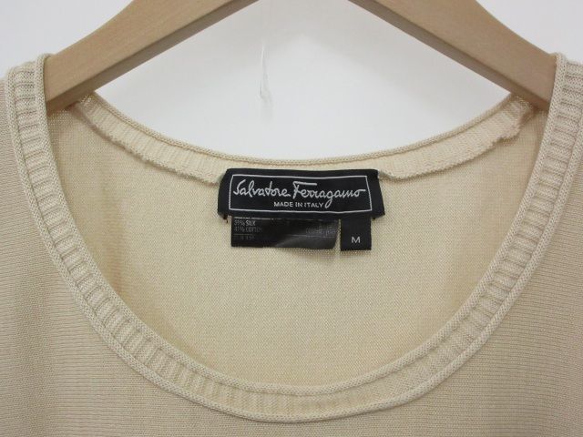 サルヴァトーレフェラガモ Salvatore Ferragamo ニット 半袖 M 透かし 