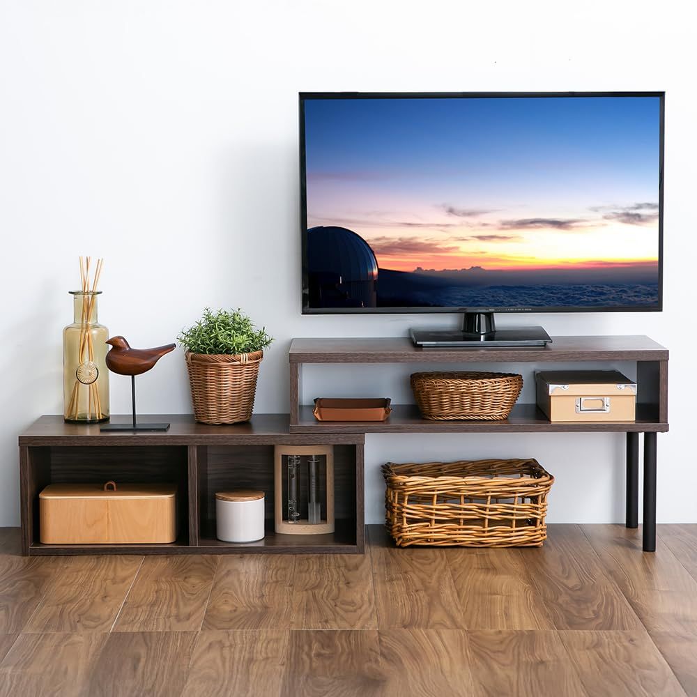 アイリスプラザ 伸縮テレビ台 テレビ台 テレビボード ローボード 伸縮 角度自由 幅約75?133cm ブラウン PSTD75 ~SMART COLLECTION~ｍａ