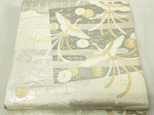 平和屋本店▼六通柄袋帯　鳳凰花文　24ｋプラチナ　やまと誂製　正絹　逸品　DABE9417sf
