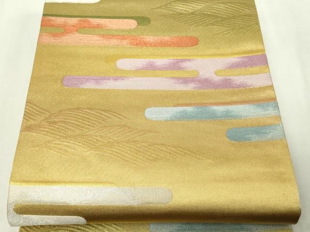 平和屋本店▼六通柄袋帯　霞文　彩金織綾錦　正絹　逸品　DABE9427sf