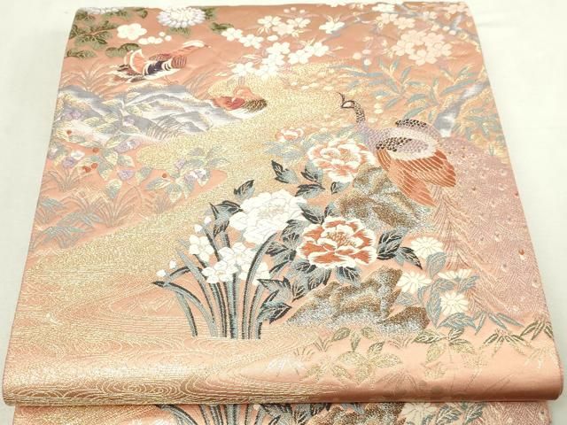 平和屋本店▼六通柄袋帯 唐織 有職瑞鳥文 純金箔九百錦 正絹 逸品 DABE9451sf