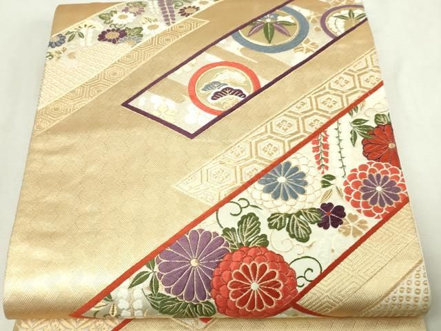 平和屋本店▼六通柄袋帯　唐織　寿祥秀華文　本金箔　正絹　逸品　DABE9464sf 8,120円