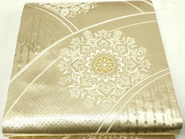平和屋本店▼六通柄袋帯　正倉院花文　24金　正絹　逸品　DABE9465sf