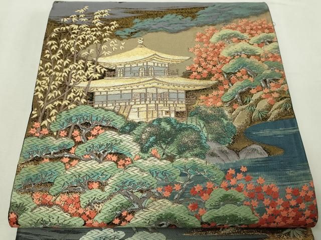 平和屋本店▼六通柄袋帯　唐織　古都名花　本金箔　正絹　逸品　DABE9478sf