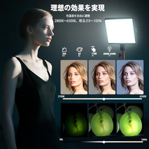 NiceVeedi 2パック撮影用ライト LEDビデオライト 写真スタジオ撮影