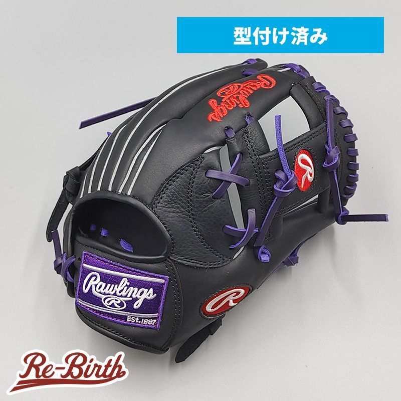 【新品】 ローリングス 軟式グローブ / オールラウンド用 型付け済み (ブラック / パープル / colored by Re-Birth) [NE325]
