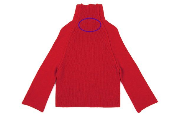 美品★YOHJI YAMAMOTO 長袖カットソー タートルネック 赤 3 ヨウジヤマモト ファムYohji Yamamoto FEMME ウールタートルネック