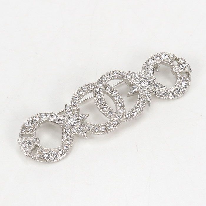 CHANEL シャネル ラインストーン ココマーク ブローチ メタル【中古