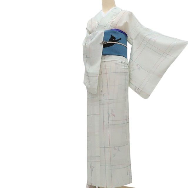 百華❀Y4957◇新品 洗える夏着物 絽 仕付け糸付 手縫い仕立て 小紋