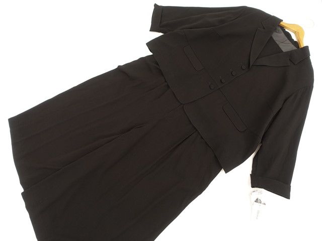 大きいサイズ 新品タグ付 Neina 洗える長袖テーラードジャケット+ワイドクロップドパンツ ロングシーズンブラックフォーマル上下2点セット 6L 黒 喪服 礼服 冠婚葬祭