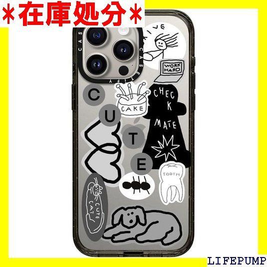 CASETiFY インパクト iPhone 15 Pro Max ケース MIL規格準拠 4x MIL-STD-810G / 2.5mからの落下試験をクリア - INAP STICKER 01 - クリア ブラック 1216