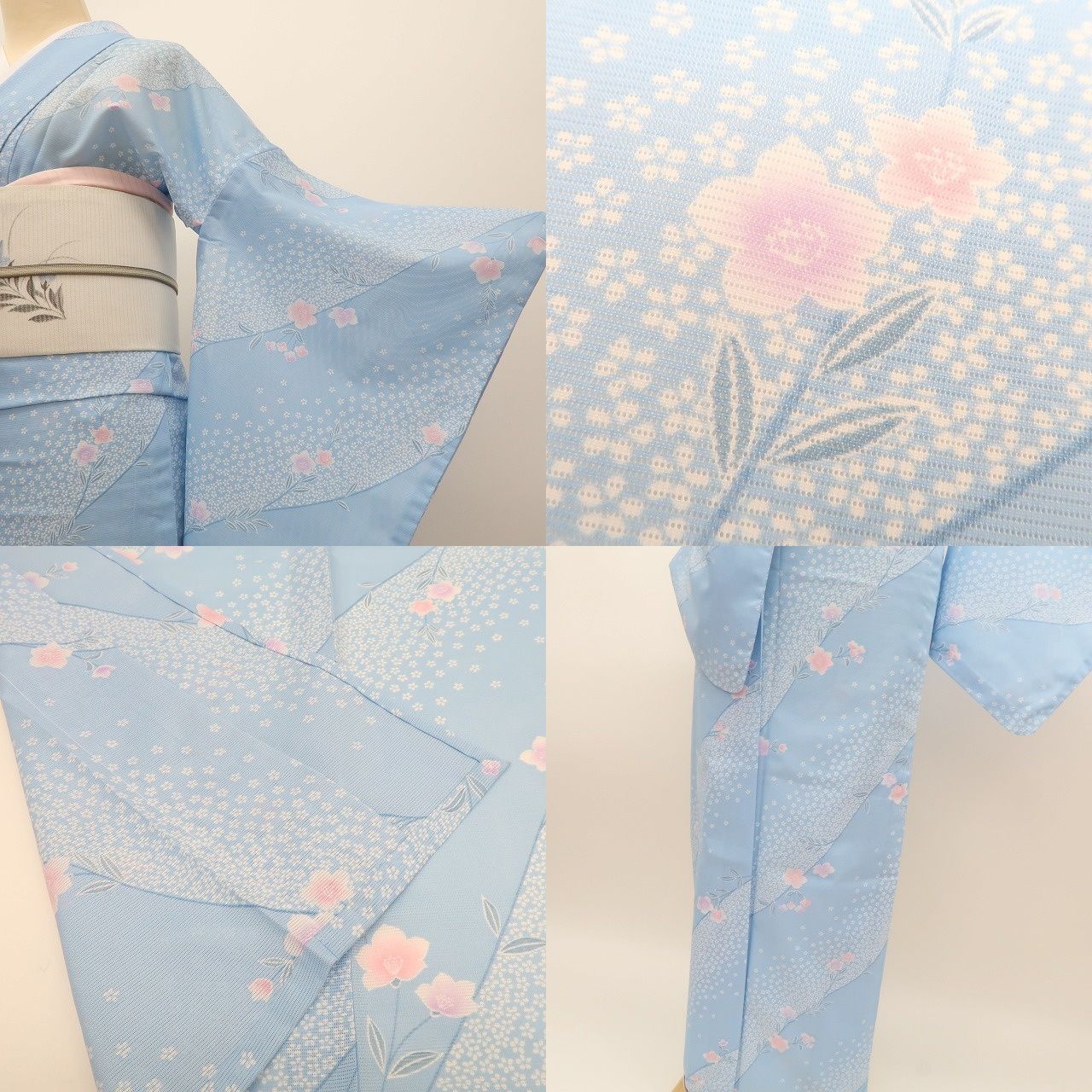 百華❀Y4959◇美品 洗える夏着物 絽 桜 小紋 - メルカリ