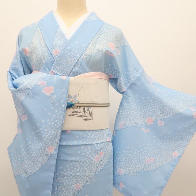 百華❀Y4959◇美品 洗える夏着物 絽 桜 小紋 - メルカリ