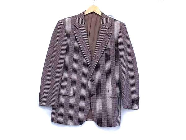 ■美品■ Burberrys バーバリーズ ウール ジャケット アウター 上着 洋服 メンズ ブラウン系×マルチカラー DM9704