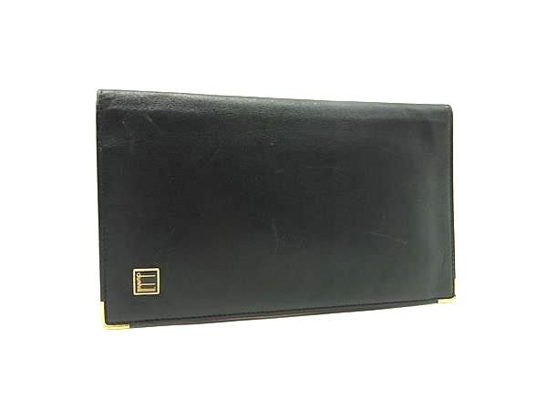 dunhill ダンヒル レザー 二つ折り 長財布 ウォレット 札入れ カード入れ メンズ ブラック系 DM8111