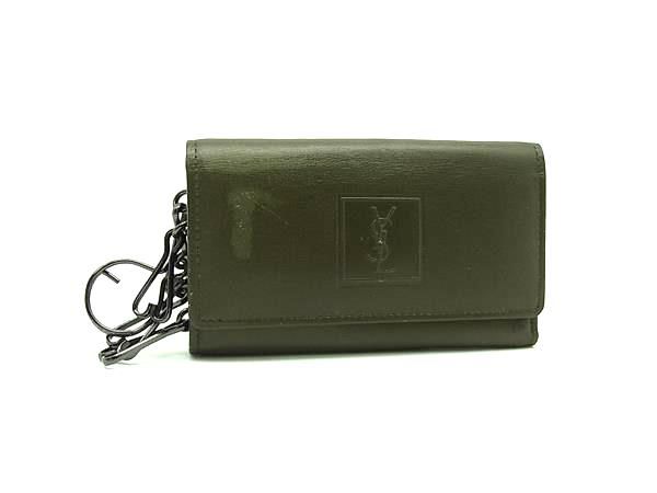 YVESSAINTLAURENT イヴサンローラン カサンドラ レザー 5連 キーケース コインケース 鍵入れ 小銭入れ カーキ系 DM8114