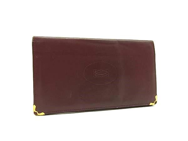 Cartier カルティエ マストライン レザー 二つ折り 長財布 ウォレット 札入れ カード入れ レディース ボルドー系 DM8128