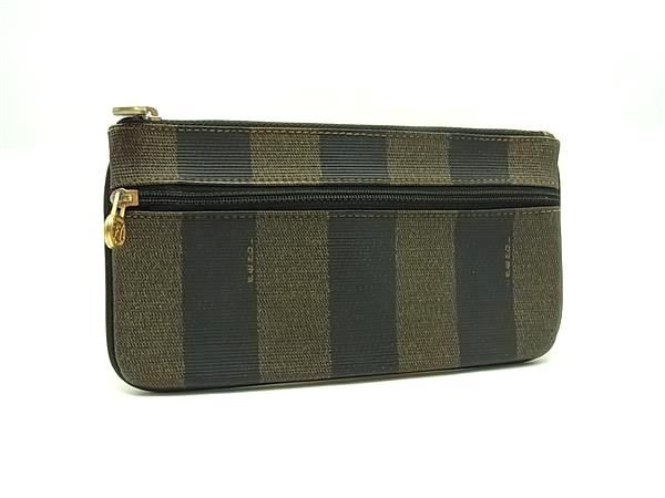FENDI フェンディ ペカン柄 ストライプ PVC マルチポーチ 小物入れ レディース メンズ ブラウン系 DM8151 4,603円