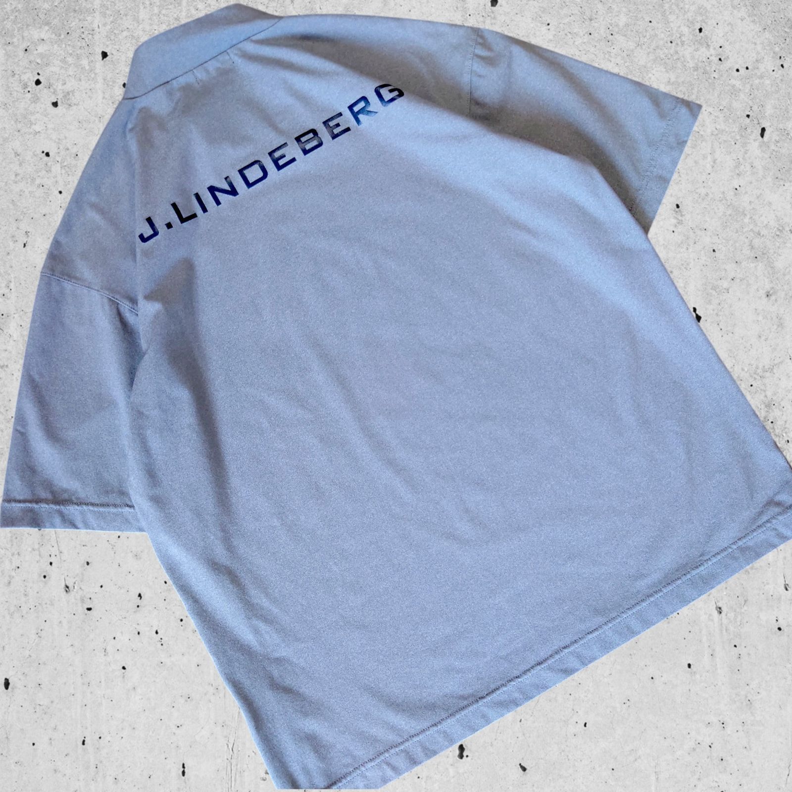 極美品 J.LINDEBERG GOLF モックシャツ 両面ロゴ モノトーン グレー