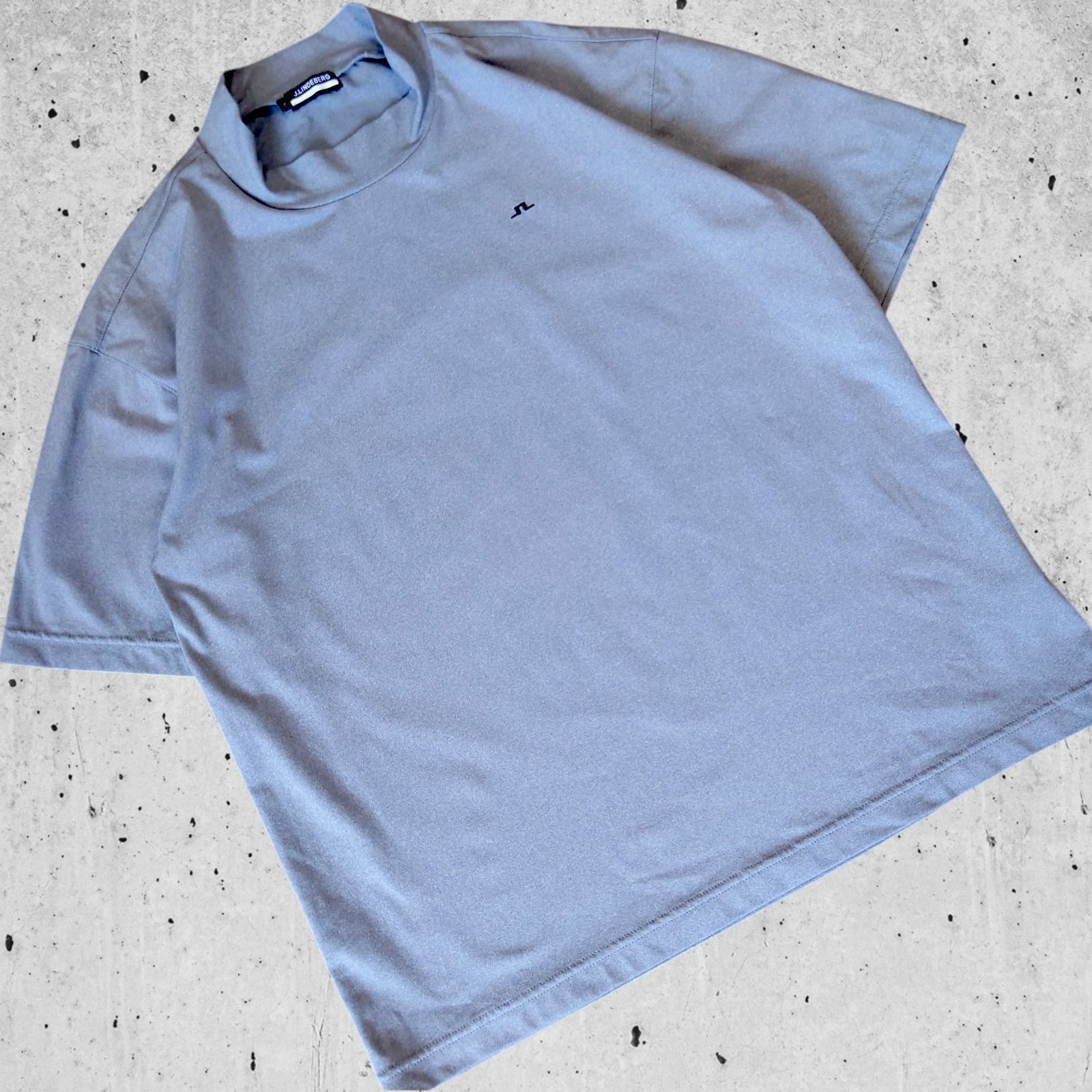 極美品 J.LINDEBERG GOLF モックシャツ 両面ロゴ モノトーン グレー