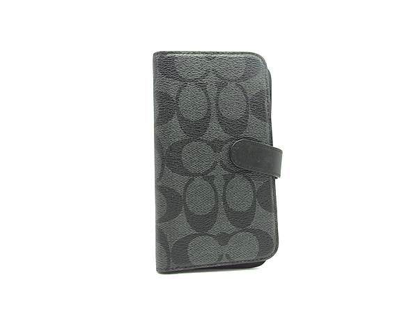 COACH コーチ シグネチャー PVC×レザー iPhone X/XS 対応 アイフォンケース スマホケース ブラック系 DM8188