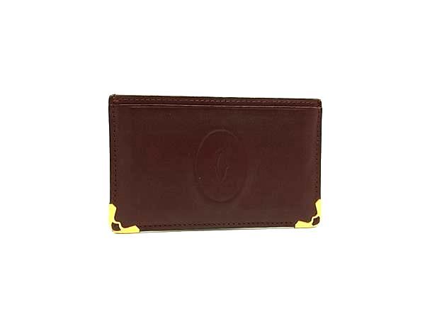 ■美品■ Cartier カルティエ マストライン レザー カードケース カード入れ レディース ボルドー系 DM8192