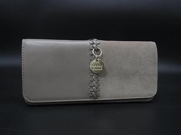 □美品□ SeeByChloe シーバイクロエ レザー×スエード 二つ折り 長財布
