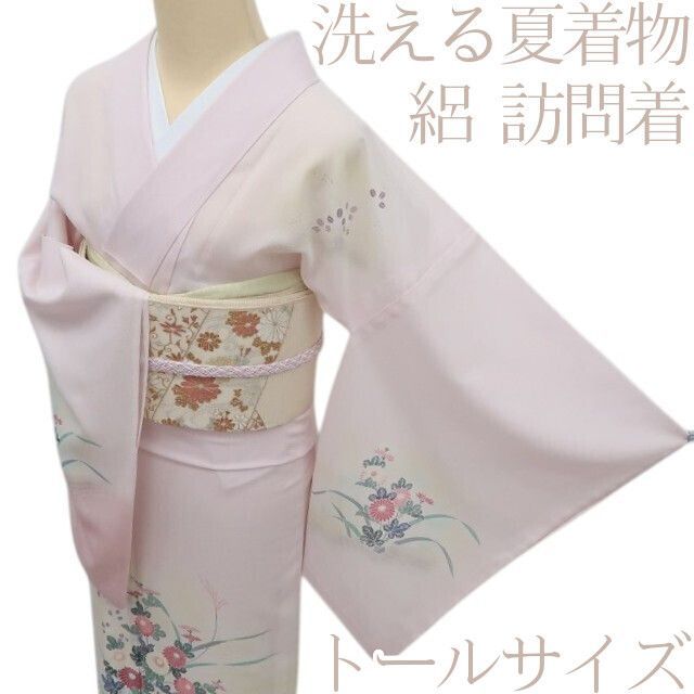 百華❀Y4961◆洗える夏着物 絽 菊 梅 桔梗 萩 トールサイズ 訪問着 9,620円