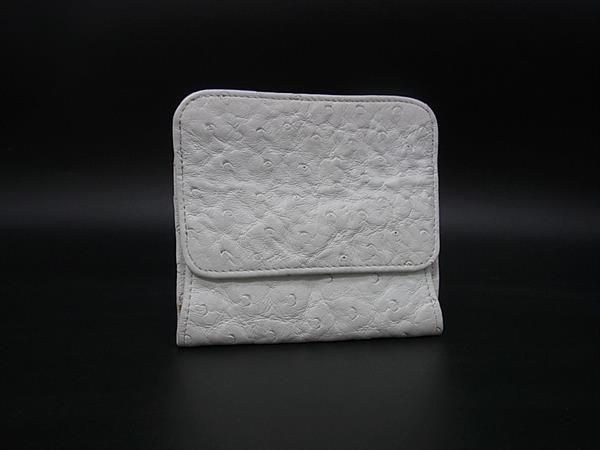 ■極上■本物■ NICO MARTELLI ニコマルテッリ オーストリッチ コインケース カードケース 小銭入れ オフホワイト系 DM8216