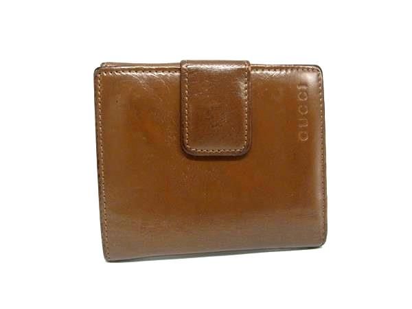 GUCCI グッチ レザー 二つ折り 財布 ウォレット 札入れ 小銭入れ レディース メンズ ブラウン系 DN0867