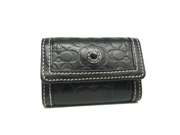 ■美品■ COACH コーチ シグネチャー レザー コンタクトケース レディース メンズ ブラック系 DN0877