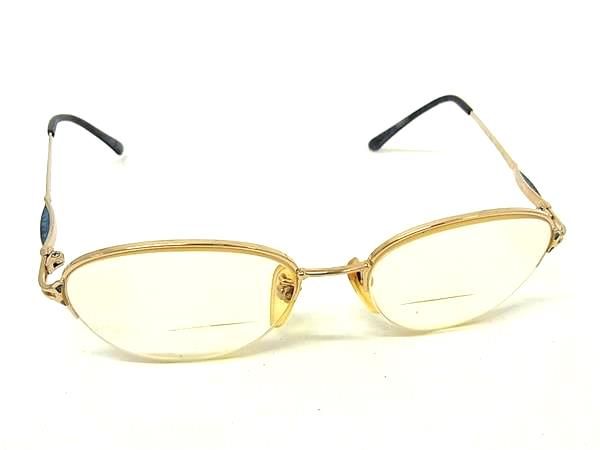 YVESSAINTLAURENT イヴサンローラン 度入り メガネ 眼鏡 めがね レディース メンズ ゴールド系×ターコイズブルー系 DN1598
