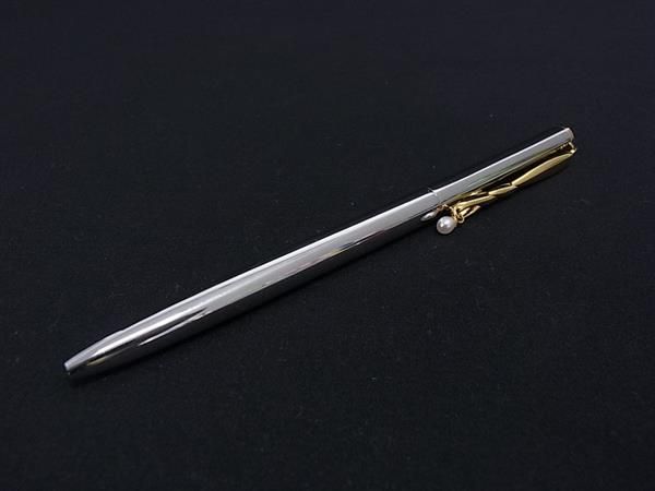 ■美品■ MIKIMOTO ミキモト 本真珠 アコヤ真珠 パール 約3mm ツイスト式 ボールペン 筆記用具 文房具 シルバー系 DN1967 4,439円