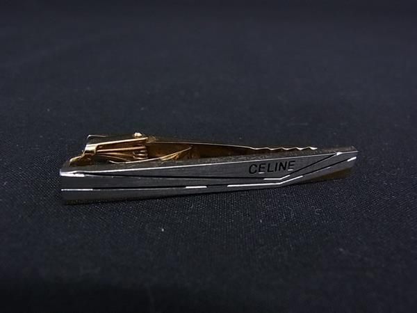 CELINE セリーヌ ネクタイピン タイクリップ アクセサリー ビジネス 紳士 メンズ シルバー系×ゴールド系 DN1933
