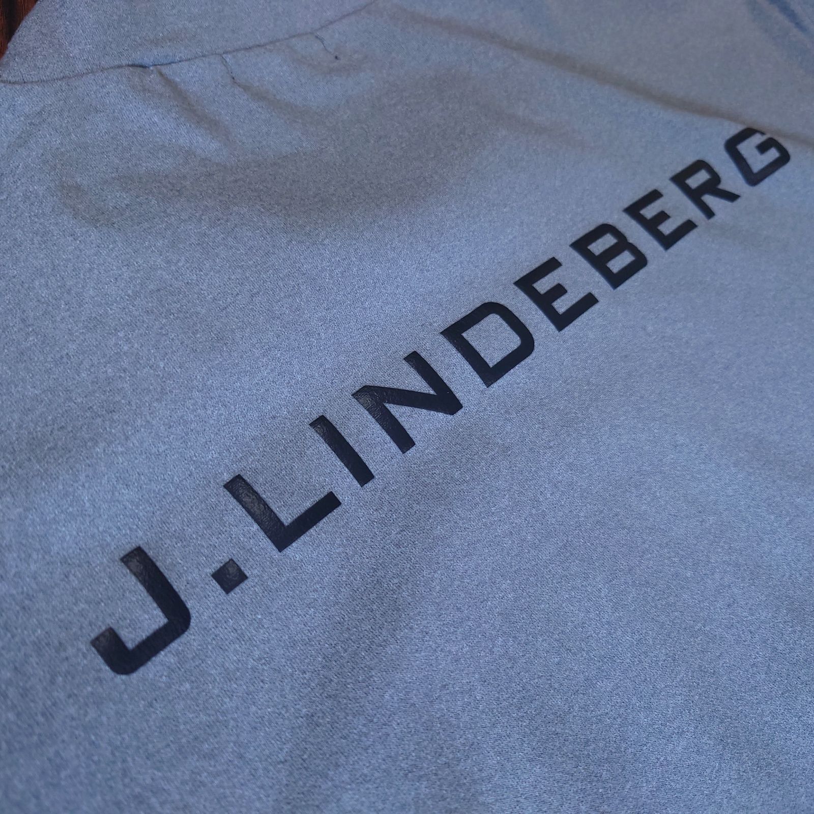 極美品 J.LINDEBERG GOLF モックシャツ 両面ロゴ モノトーン グレー